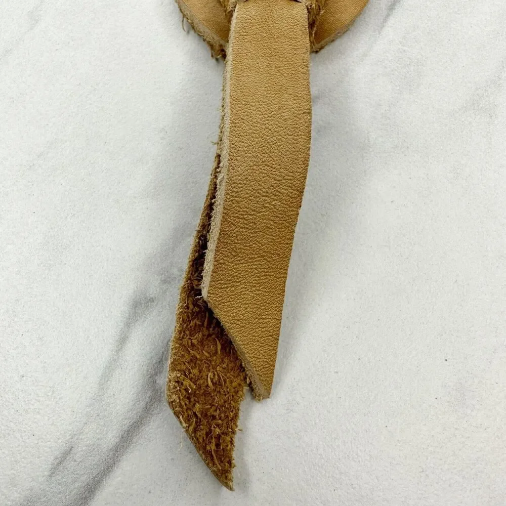 Soft Brown Leather Fringe Western Concho Boho Keychain Keyring